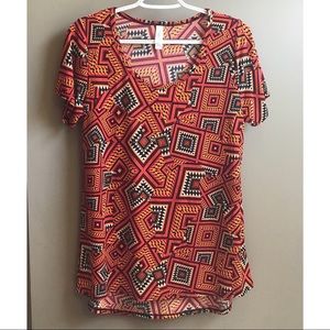LuLaRoe Classic Tee orange Aztec/geometric NWOT